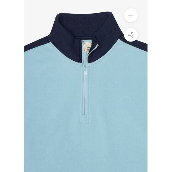Swet Tailor Stretch Microfleece Quarter Zip Slalom Stripe Sky Blue Pullover Sz L - Picture 7 of 12